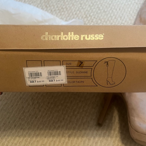 Brand New Charlotte Russe Knee High Tie-Up Suede Boots Size 7 - Picture 2 of 4